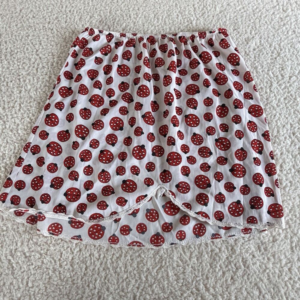 Vintage Ladybug Half Slip Lace Slit Nylon Tricot USA M